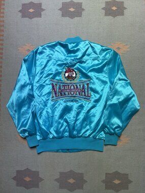 Vintage satin bomber jacket national clogging convention clog dance bluegrass XL